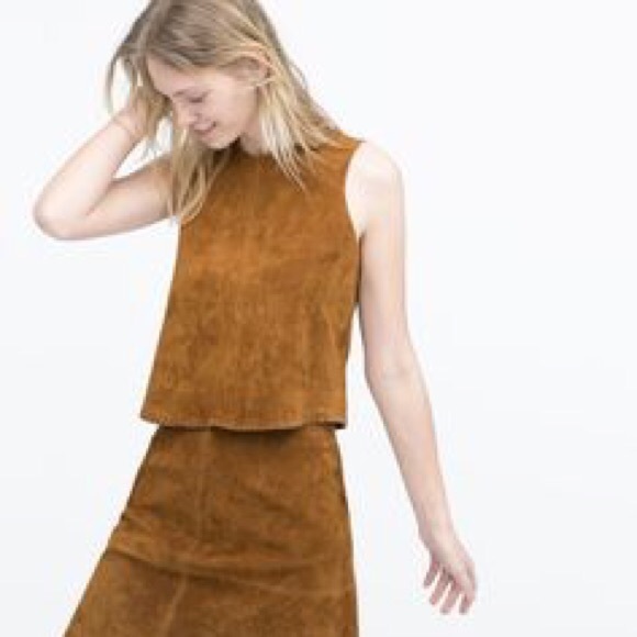 ZARA Genuine Suede Top - Picture 2 of 3